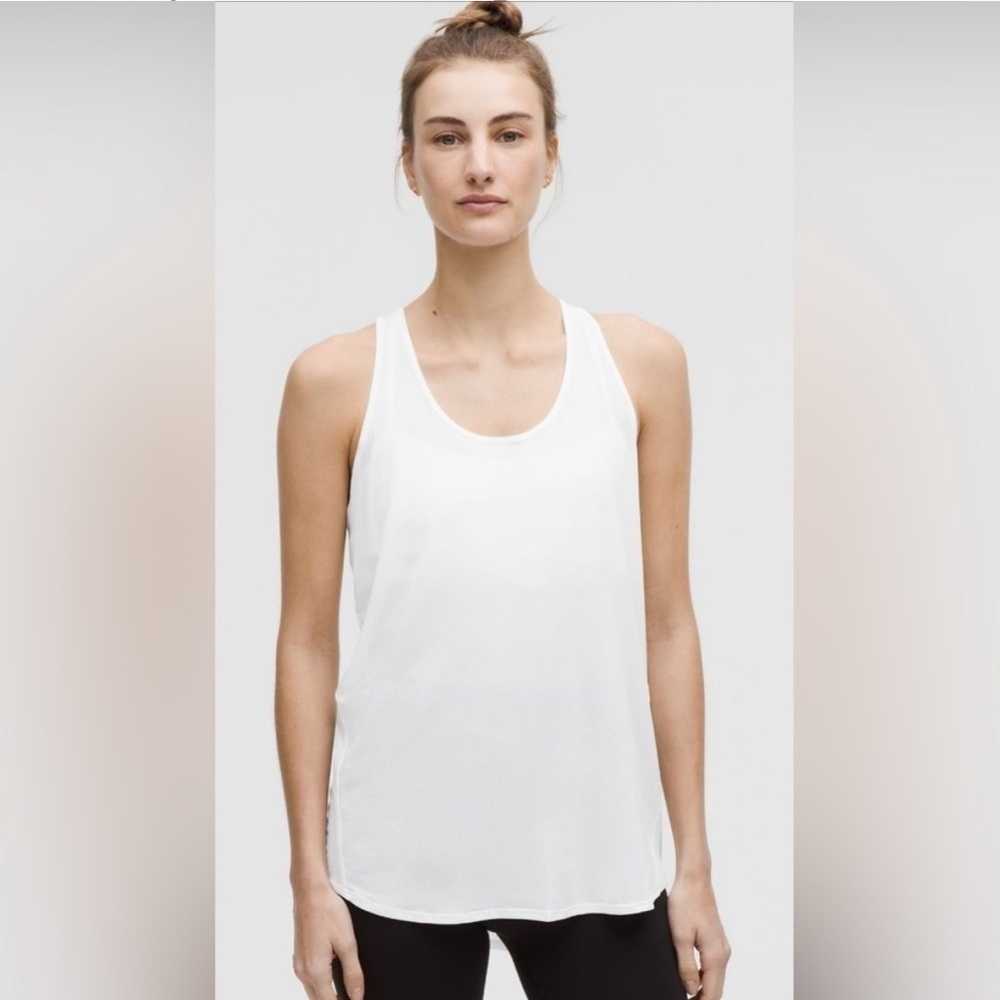 Lululemon Athletica Essential Pleated White Relaxed Tank Top